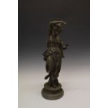 Spelter figure of a classical maiden, 57cm high