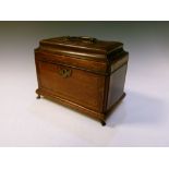 Georgian mahogany and string inlaid tea caddy, 23cm wide