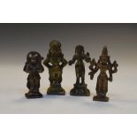 Four small Indian bronze figures, largest 7cm high (4)