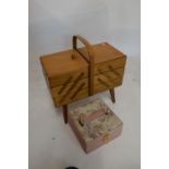 Mid 20th Century lady's beech concertina work box, and one other sewing box