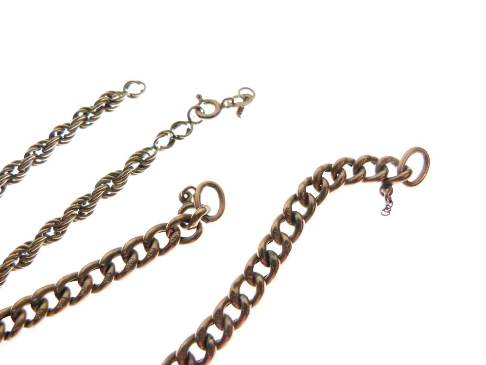 9ct gold curb link bracelet, together with a 9ct gold rope-link necklace, 11g gross approx (2) - Image 8 of 8