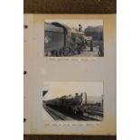Collection of mid 20th Century monochrome photographs and postcards of steam locomotives around