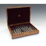 Late Victorian cased set of one dozen silver fruit knives and forks, Sheffield 1900, in fitted box