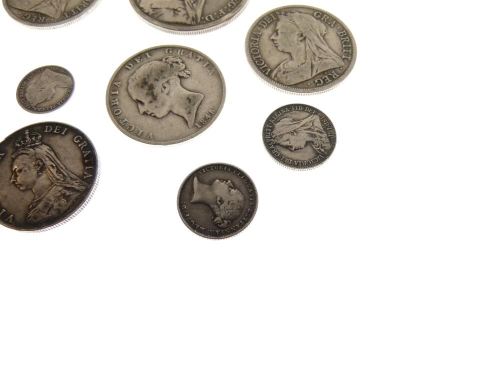 Coins - Group of Victorian coinage to include 1889 Crown (Old Head), three Half Crowns, 1845, - Image 12 of 14