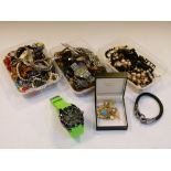 Assorted costume jewellery, watches, etc