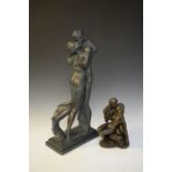 Austin sculpture - Cold cast bronze finish figure group of an embracing couple, on rectangular