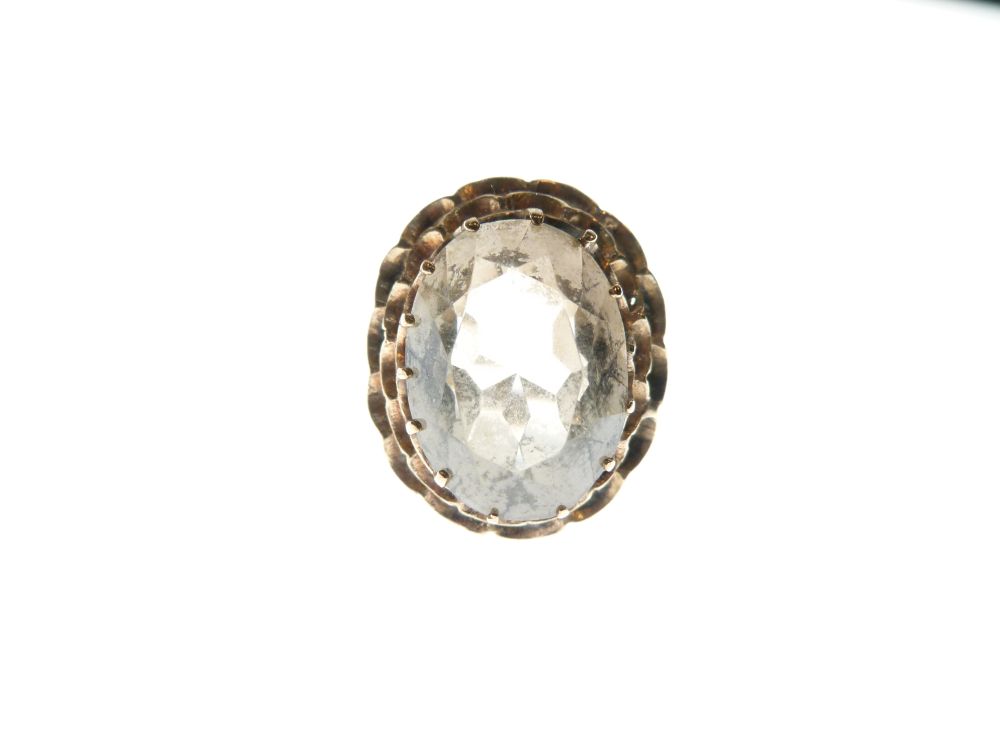 9ct gold dress ring set large faceted oval smoky quartz-coloured stone, size L, 6.1g gross approx - Image 2 of 8