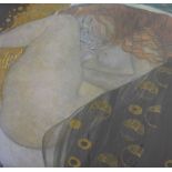 After Gustav Klimt poster print - Sleeping maiden, 67cm x 67cm, framed and glazed