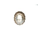 9ct gold dress ring set large faceted oval smoky quartz-coloured stone, size L, 6.1g gross approx