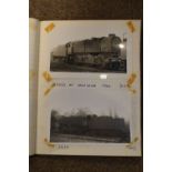Collection of mid 20th Century monochrome photographs and postcards of steam locomotives including