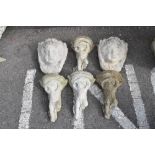 Six assorted wall pockets and brackets, each with cherub decoration (6)
