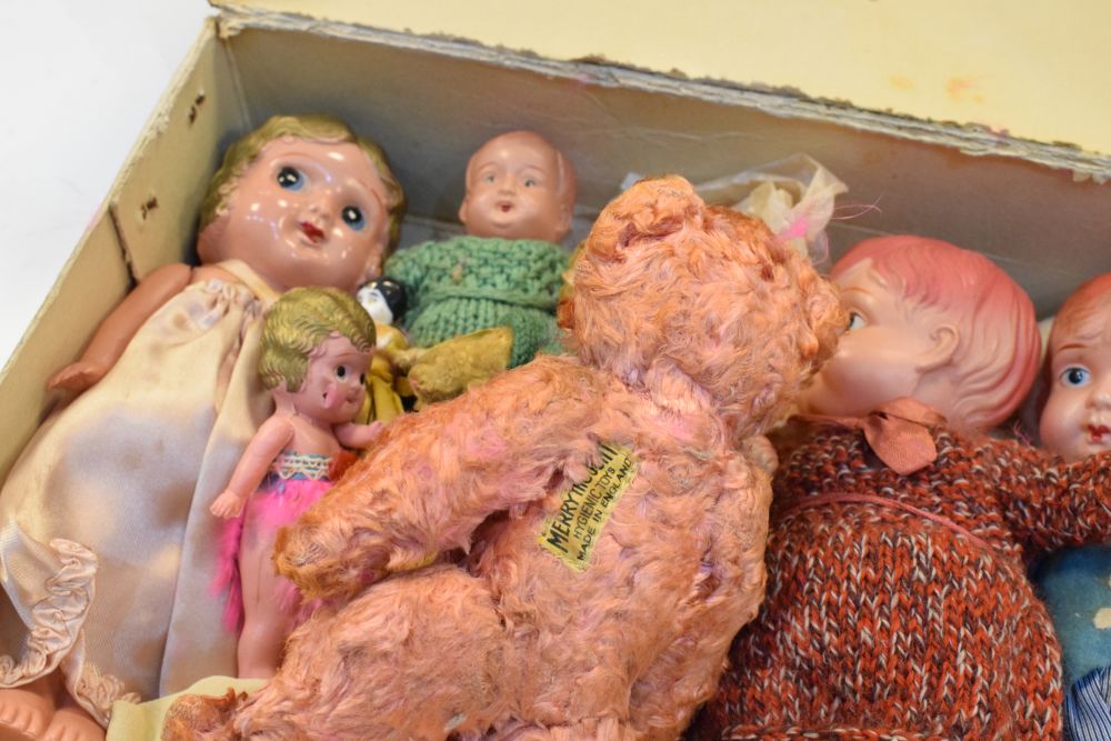Collection of early to mid 20th Century straw-filled teddy bears, celluloid dolls, etc (8) - Image 7 of 8