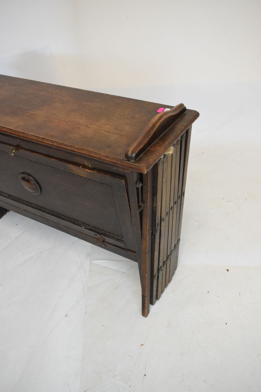 Early 20th Century oak framed concertina campaign bed - Image 2 of 7