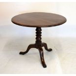 19th Century mahogany tripod occasional table, 87cm diameter x 70cm high