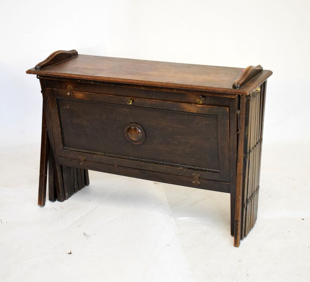 Early 20th Century oak framed concertina campaign bed