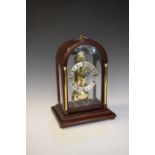 Modern mahogany-cased skeleton mantel timepiece, Hermle, West Germany, 28.5cm high excluding handle