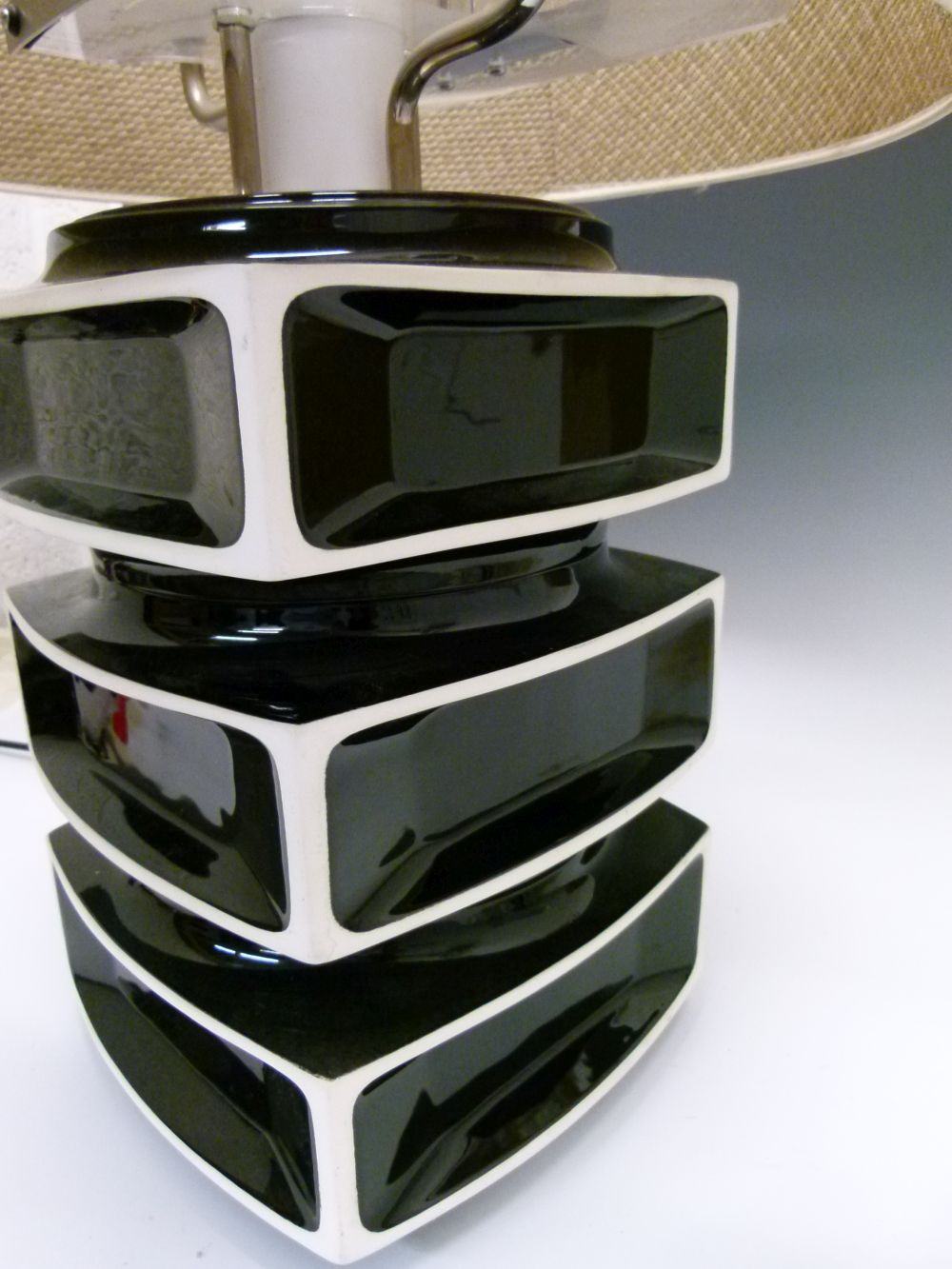 Modern Design - Dominic Bromley for Futuros - 'Amplamp', black-glazed ceramic combination table lamp - Image 3 of 12