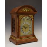 Edwardian oak-cased triple-fusee bracket or table clock, retailed by Benetfink & Co, London,