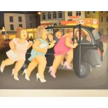 Beryl Cook (1926-2008) - Signed printers proof - 'Girls in a Taxi', titled and signed in pencil to