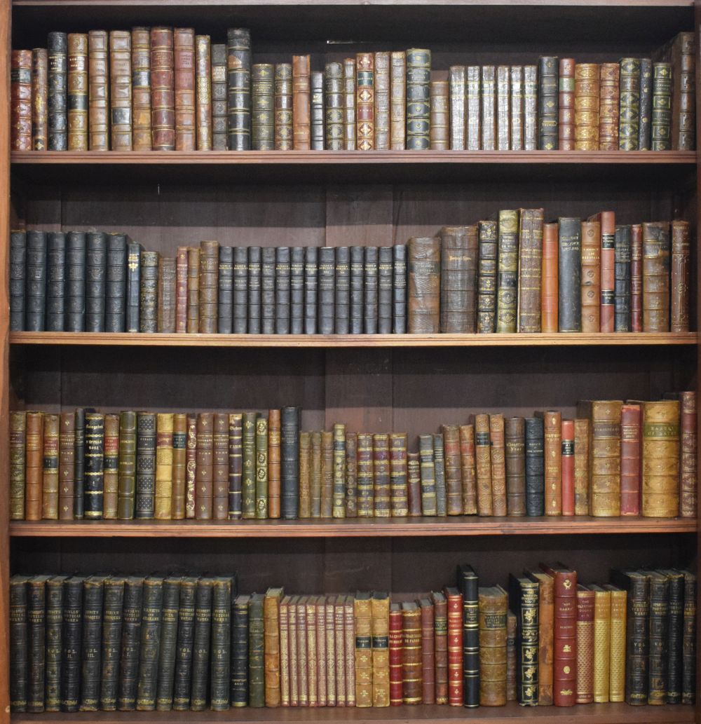 Books - Large quantity of mainly 19th Century leather bindings to include Carlyle's Works, Charles