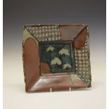 David Frith (1943-) - Brookhouse Pottery - Studio pottery square dish on four feet, brown glazed