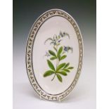 Early 19th Century Wedgwood cream ware oval dish, painted with a spray of Forget-Me-Not flower