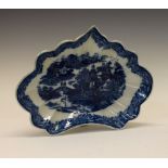 Late 18th/early 19th Century Pearlware pottery dish, transfer-printed in a Willow pattern variant,