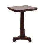 Second quarter 19th Century oak and burr elm snap-top pedestal occasional table, the rounded