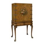 20th Century painted and gilded walnut cabinet on stand, in the 18th Century taste, the upper