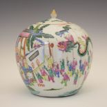19th Century Chinese Canton Famille Rose porcelain jar and cover, of ovoid form decorated with