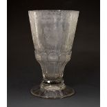 Rare early 18th Century German engraved glass goblet, attributed to Christian Gottfried Schneider (