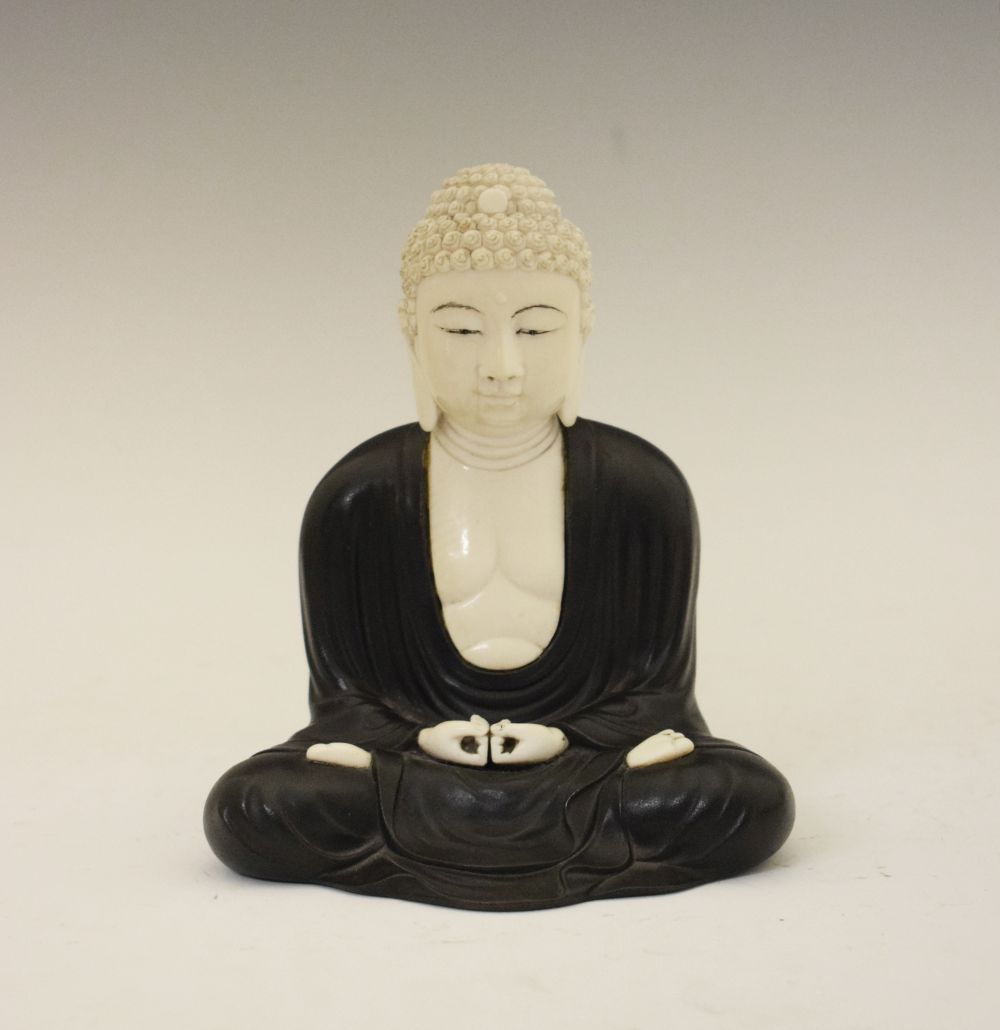 Early 20th Century Japanese bronze and ivory figure of the Buddha, late Meiji/Taisho, modelled in