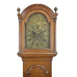 George III oak-cased eight day brass-dial longcase clock, Baker, Malling, circa 1800, the twelve-