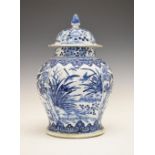 19th Century Chinese blue and white porcelain baluster jar and cover, the latter of domed form