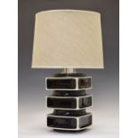 Modern Design - Dominic Bromley for Futuros - 'Amplamp', black-glazed ceramic combination table lamp