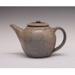 Richard Batterham (b.1936) - Studio Pottery - Stoneware cut-sided teapot, unmarked, 24cm long x 15cm