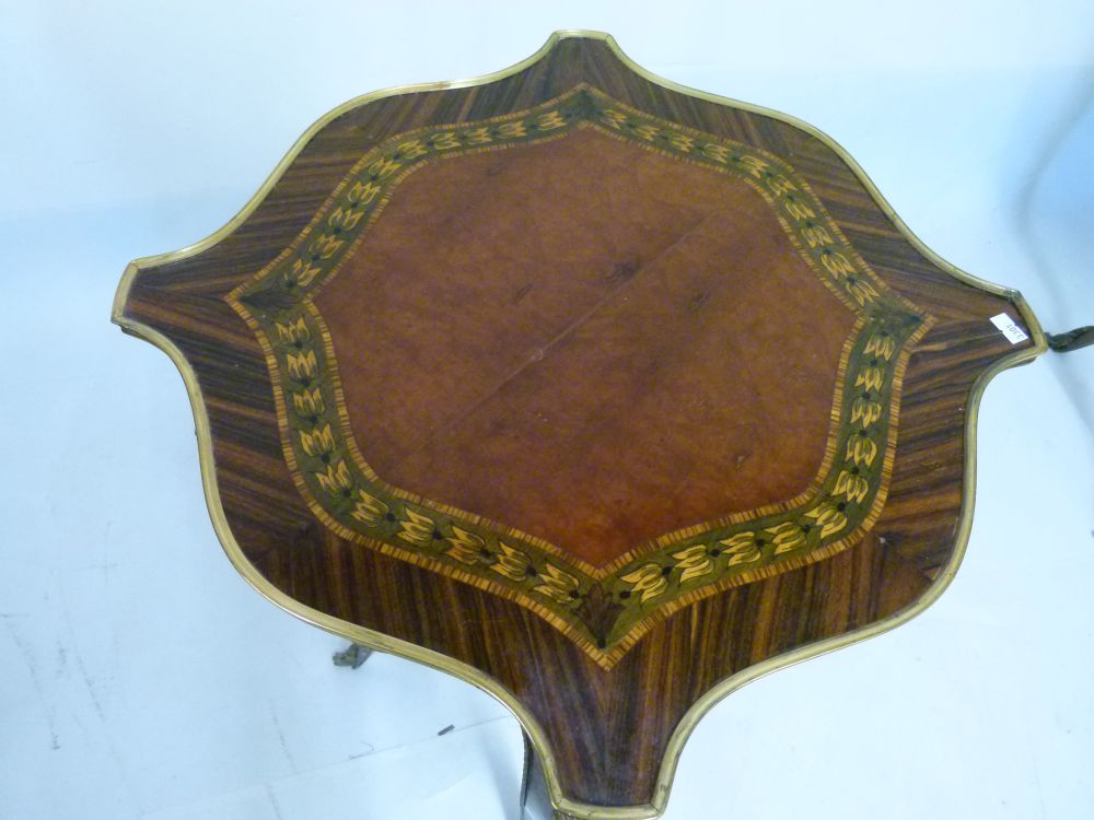 20th Century kingwood, marquetry and gilt metal-mounted occasional table or stand, of serpentine - Image 2 of 6