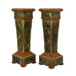 Pair of 20th Century gilt metal-mounted beech pedestals or stands, each with simulated verde