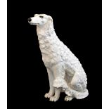 Large 20th Century ceramic model of a seated Borzoi dog, probably Italian circa 1970,