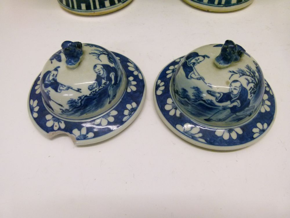 Large pair of 19th Century Chinese blue and white porcelain baluster jars and covers, each domed - Image 6 of 11