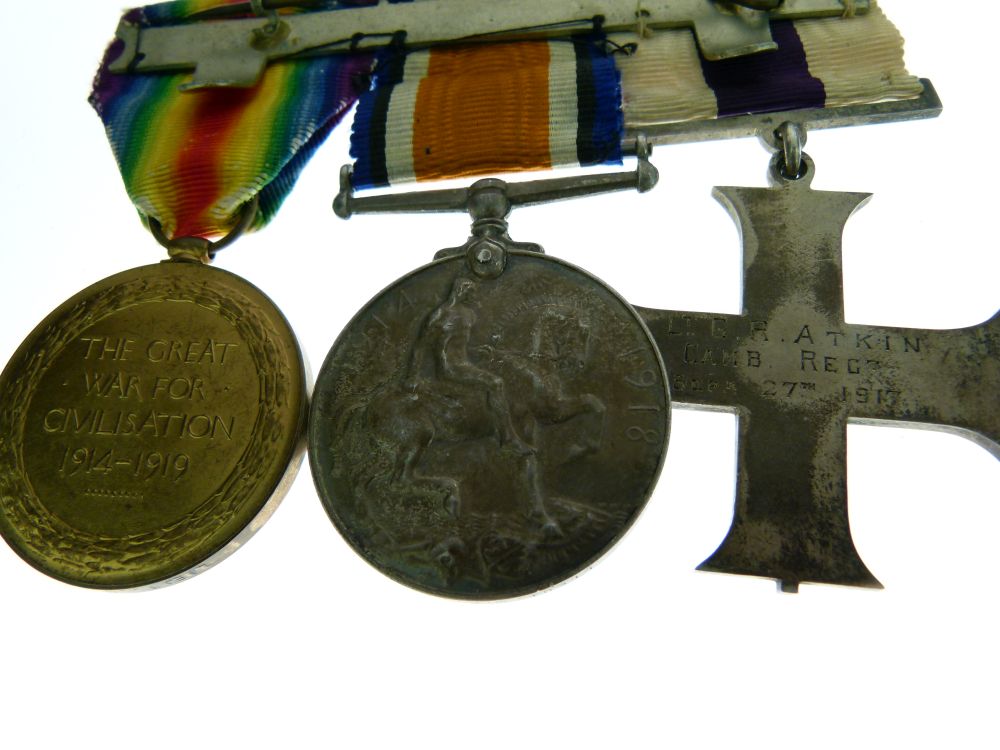 Medals - World War I Military Cross trio awarded to Leu G.R. Atkin, Cambridgeshire Regiment, - Image 3 of 11