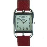 Hermes, Paris - Lady's stainless steel wristwatch, silvered square Arabic dial within 'buckle'
