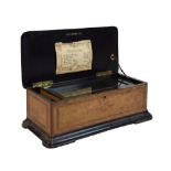 Late 19th Century inlaid walnut cylinder musical box, Paillard, Vaucher et Fils (PVF), St. Croix,