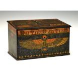 Late 19th/early 20th Century Egyptian Revival painted pine stationery box, the hinged sloping