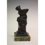 J.M. Riding (early 20th century) - Small cast patinated bronze figure of a Sprite, modelled seated
