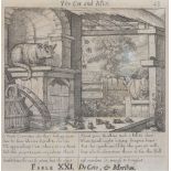 Francis Barlow - 17th Century etching - Fable XXI, 'Cat and Mice', from Aesop's fable, 17.5cm x