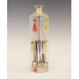 Unusual 19th Century blown glass diorama, worked as a 'ships mast' with ornamental tasselled '