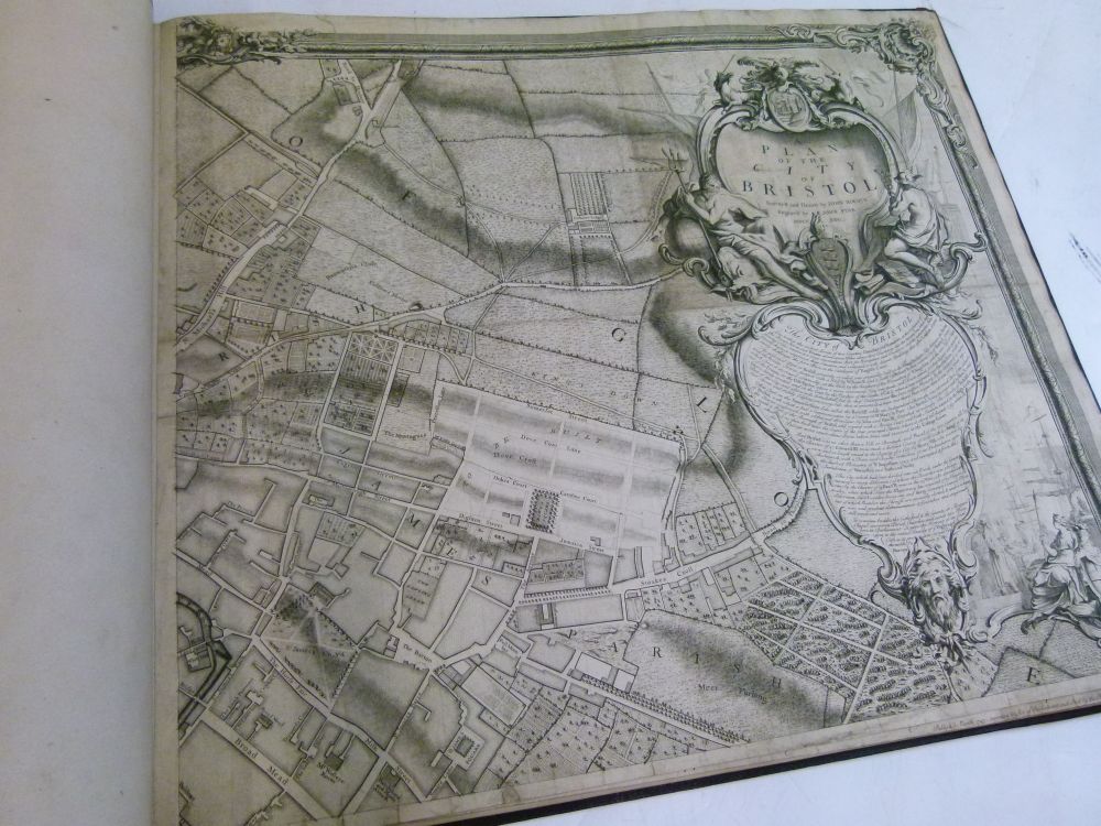 Rocque, John - A Plan of the City of Bristol, engraved by John Pine, 1742, in later wine Morocco - Image 9 of 9