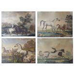 Carle Vernet, (1758-1836) - Four coloured equestrian prints, 29cm x 39cm, all in simulated gesso