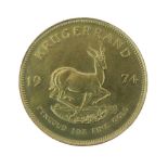 Gold Coin - South Africa Krugerrand, 1974 Condition: Some light surface wear - please see